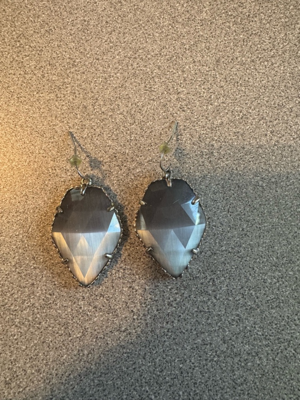 Kendra Scott Silver-Gray Faceted Teardrop Dangle Earrings